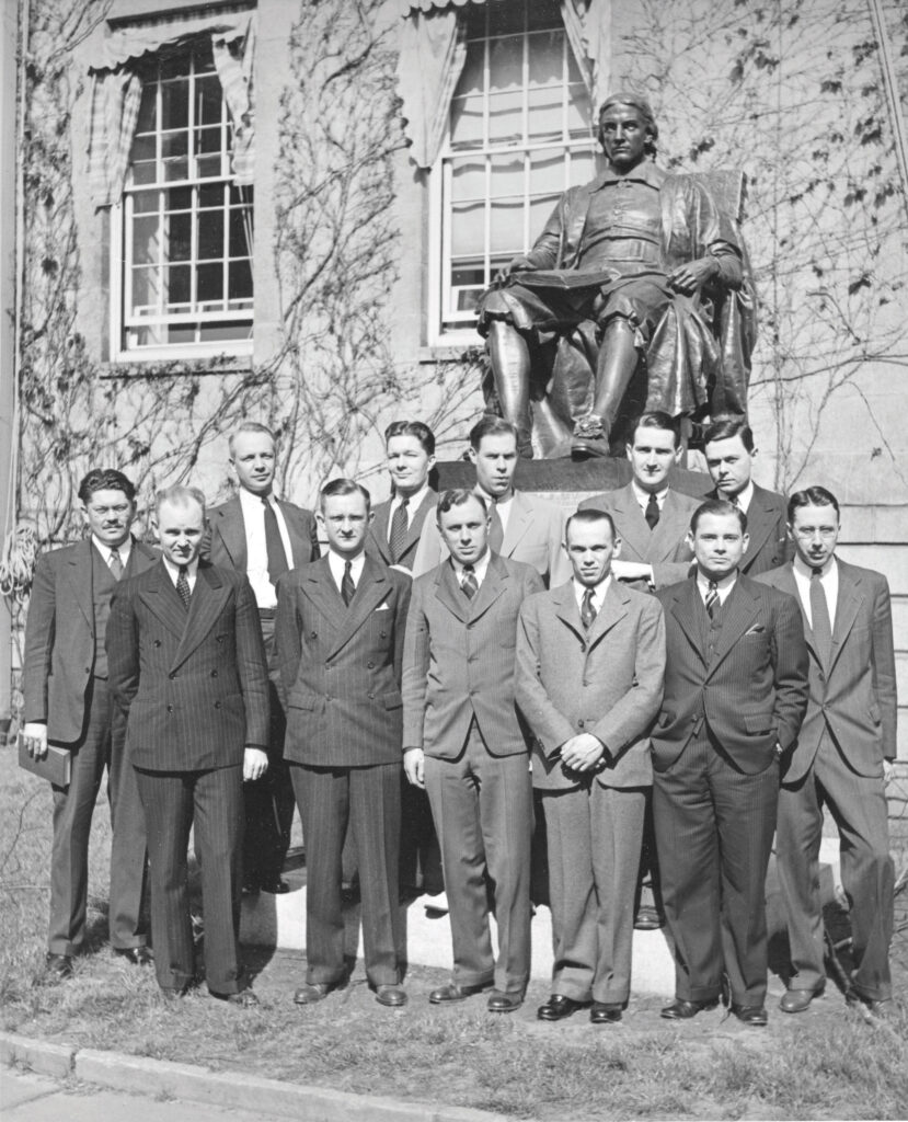 First row: Edward Allen, Weldon James, Carroll Kilpatrick. Second row: Edward Wyatt, Glenn Nixon, William Vogel, Louis Lyons (Curator). Third row: Arthur Wild (Director of Harvard Public Relations), Steven Spencer, Stephen Fitzgerald, Volta Torrey, Oscar Buttedahl. Not pictured: W. Hodding Carter Jr., William B. Dickinson Jr.