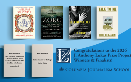 Image for danah boyd, Karim Zidan, Jeff Hobbs and William Dalrymple win the 2026 J. Anthony Lukas Prize Project Awards