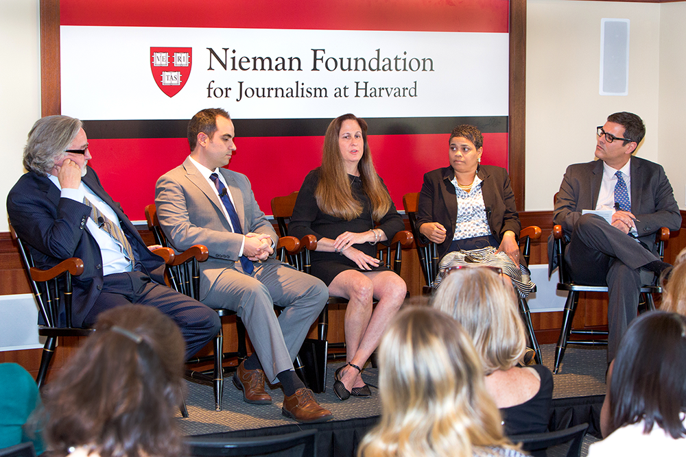 Taylor Award and Bingham Prize winners discuss their work with moderator Jason Grotto, NF ’15, an investigative reporter at the Chicago Tribune