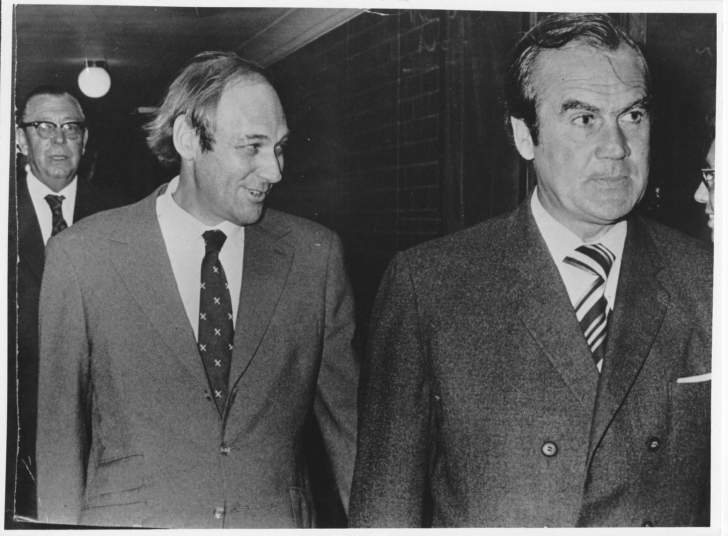 Michael Green (left) in 1974, when he was senior assistant editor of the Daily News, with then-editor John O'Malley