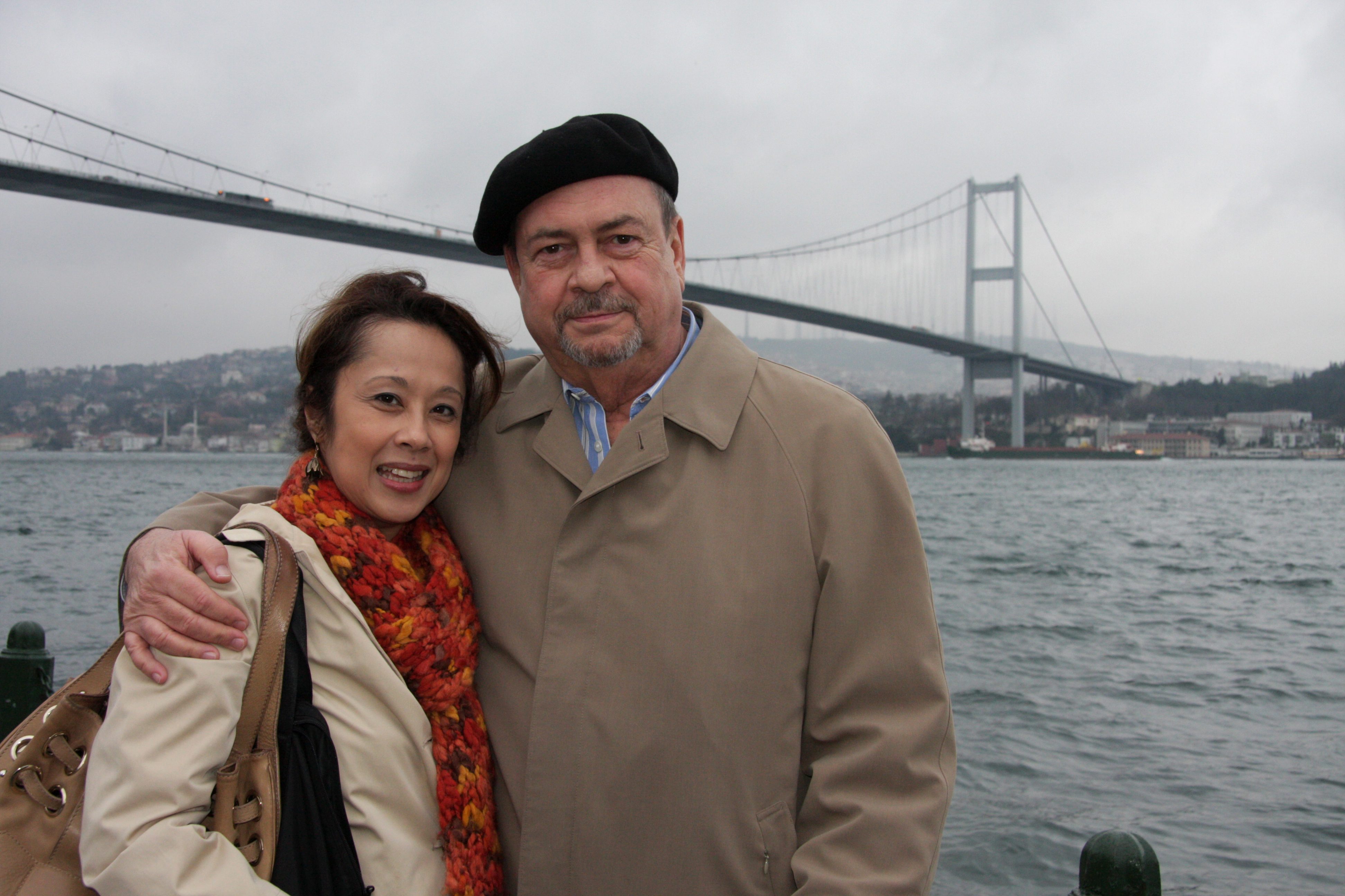 Robert L. Long and wife Joan Rebecca Siregar-Long at Istanbul’s Bosphorus Bridge