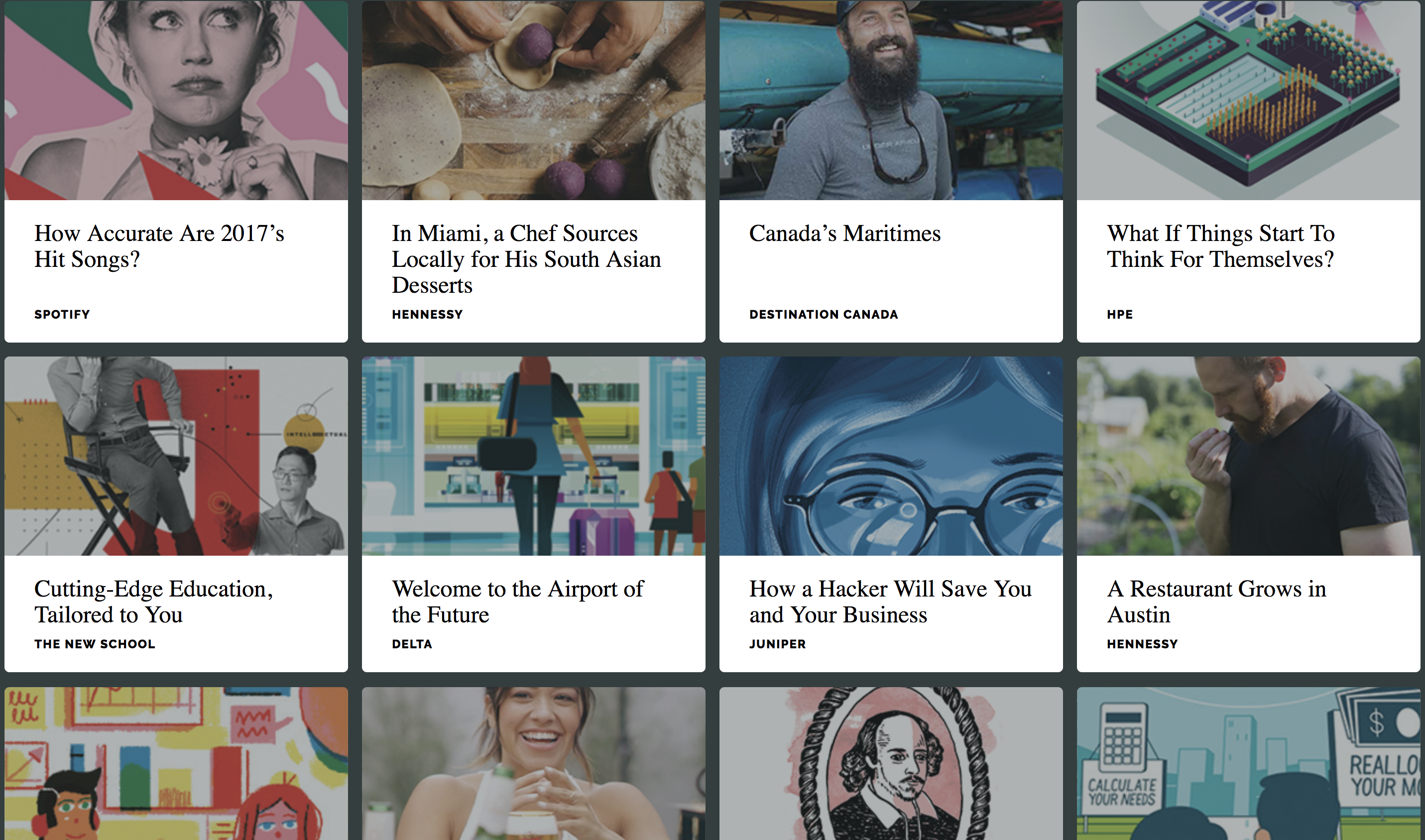 Some of the recent paid native advertising created by T Brand Studio, the branded content team of The New York Times