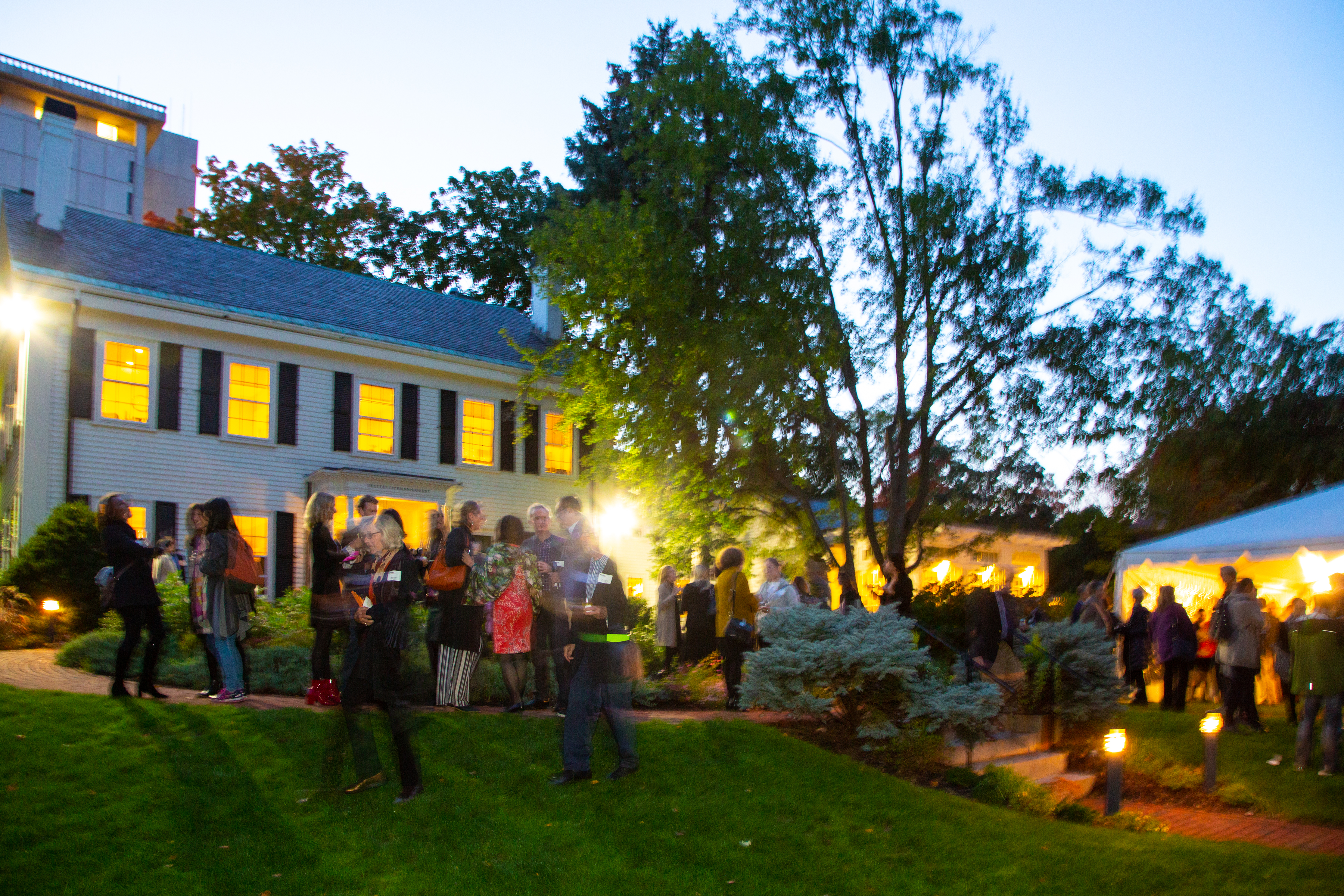 Walter Lippmann House is lit up during the 80th Alumni Reunion Weekend reception on Friday, October 12, 2018.