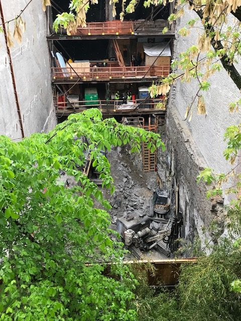 The private swimming pool being dug on West 69h Street in Manhattan