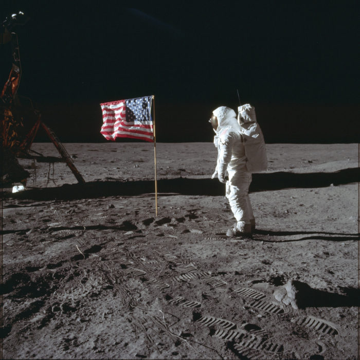 U.S. astronaut Neil Armstrong took this photo of Apollo 11 mission teammate Buzz Aldrin on July 1969. Armstrong and Aldrin were the first men to set foot on the surface of the moon.
