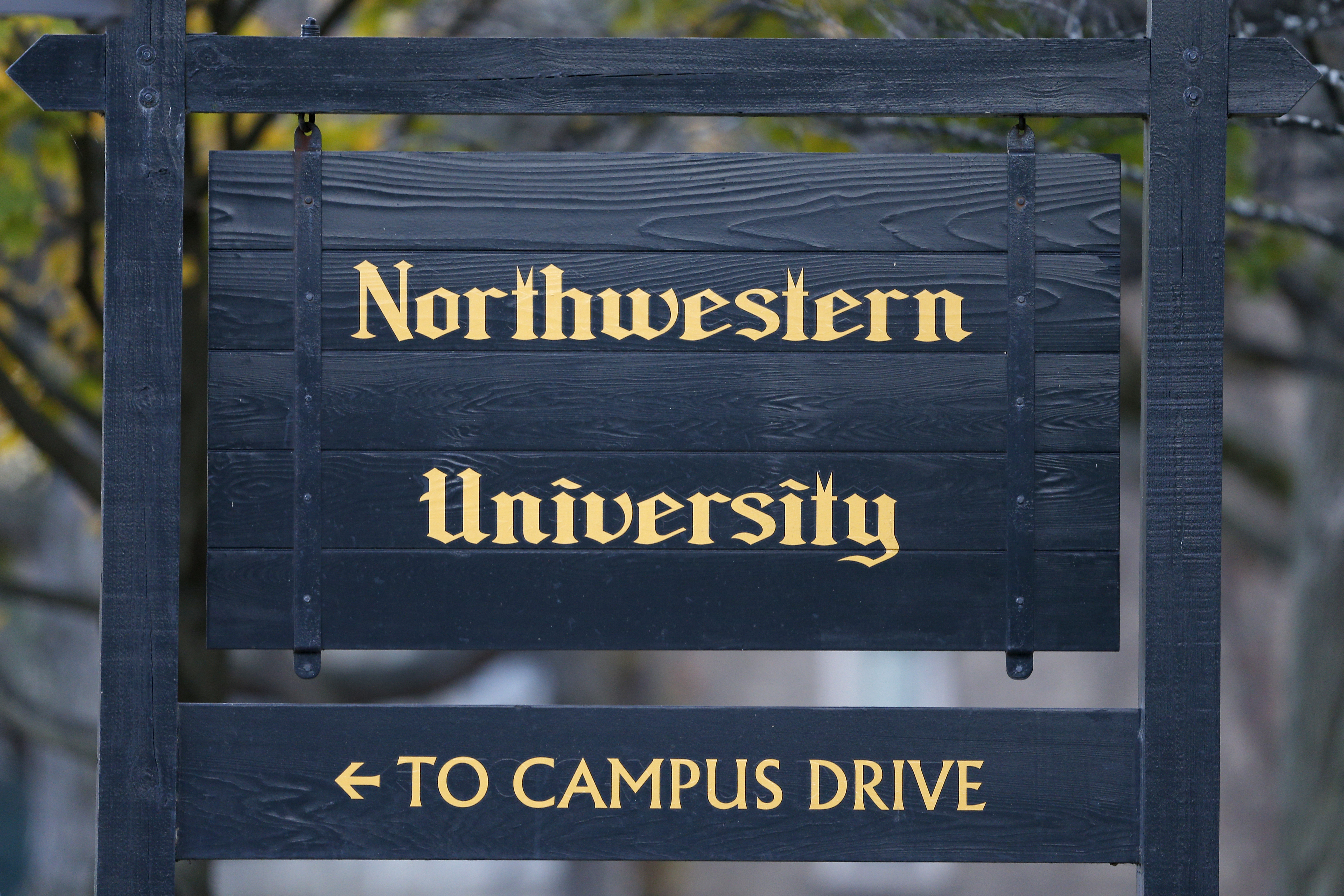 The Northwestern University campus sign. Editors at the school's newspaper have faced a backlash from professional journalists for apologizing for how they covered student protests