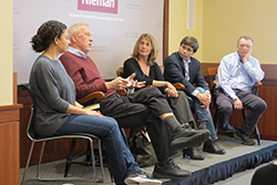 From left: 2019 Nieman Fellow Anica Butler, Walter Robinson, Sacha Pfeiffer, Michael Rezendes and Matt Carroll