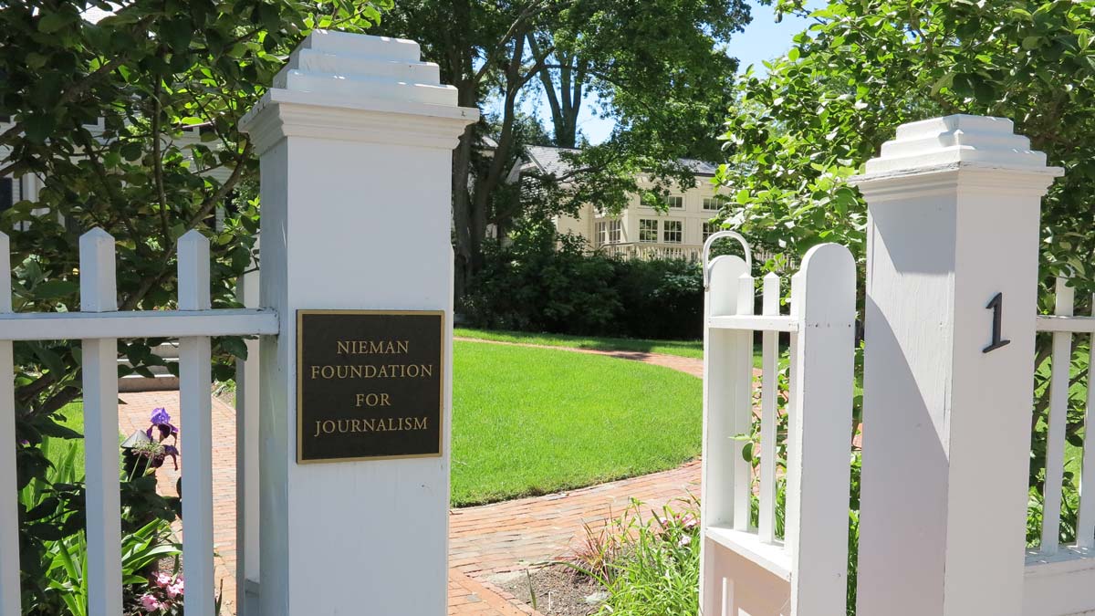 The gate to Lippmann House, home of The Nieman Foundation