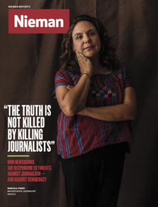 Cover of the Summer 2022 print issue of Nieman Reports: "How Newsrooms Are Responding to Threats Against Journalism - And Against Democracy"