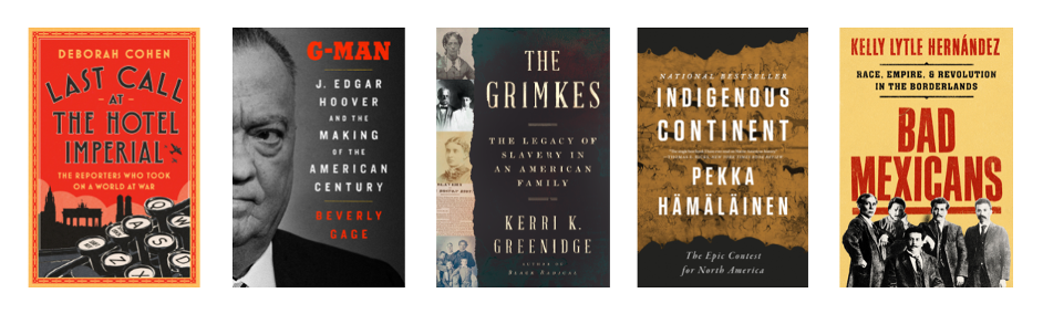 Book covers of the 2023 Mark Lynton History Prize finalists