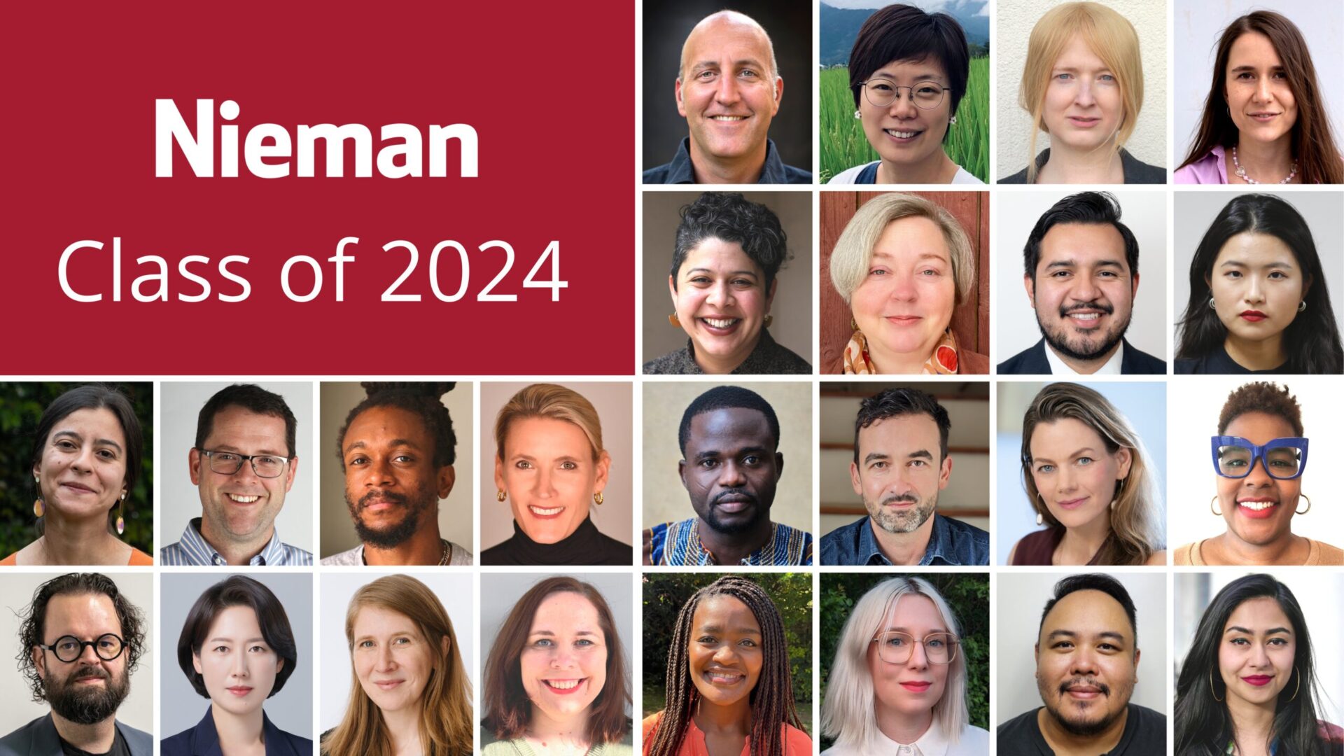 The 24 members of the Nieman class of 2024