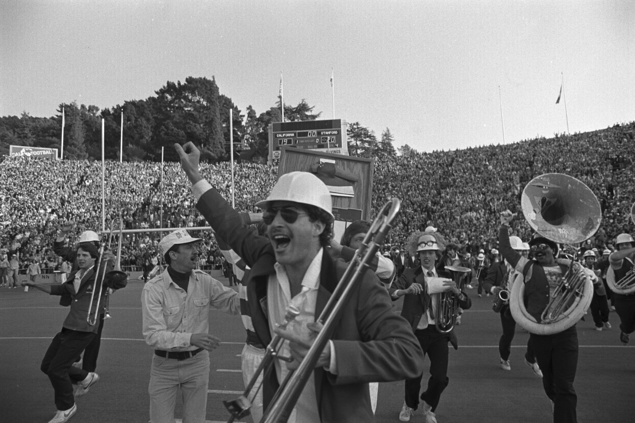 The Stanford band goes on the field at the end of the Cal-Stanford game in Berkeley, thinking they had won, Nov. 20, 1982.  Cal's Kevin Moen weaved his way through the band to score a touchdown after time had run out, giving Cal a 25-20 win over Stanford